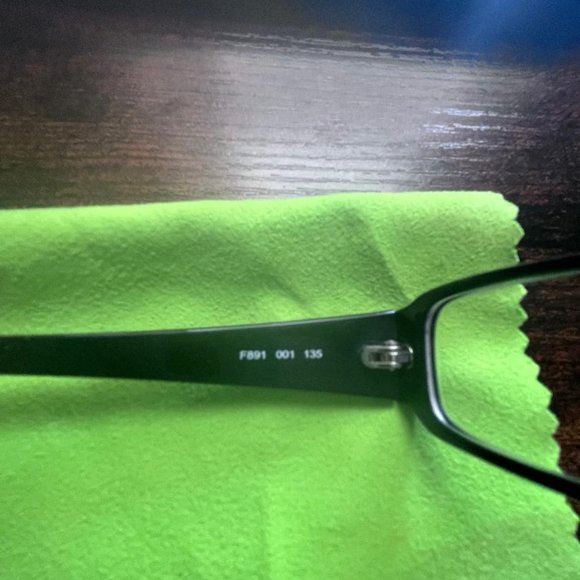 Women's Rectangular Fendi Eyeglasses, Black Plastic Frame - Picture 3 of 5